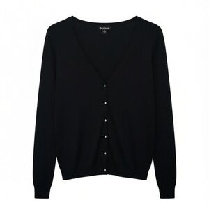 George Black V-Neck Cardigan w/ Rhinestone Buttons – Size M